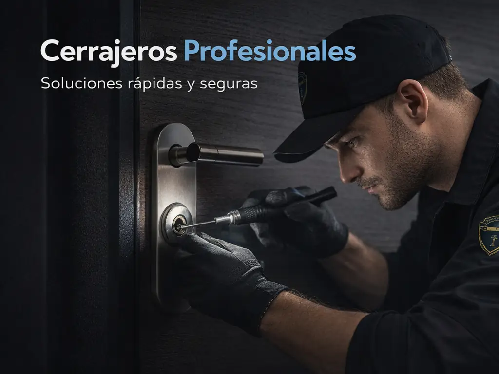 Cerrajero profesional realizando la apertura de una puerta con herramientas especializadas